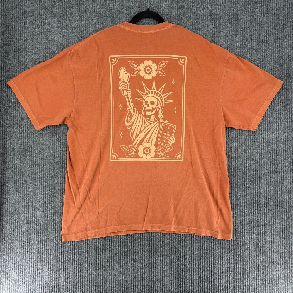 Comfort Colors skeleton Life Liberty tattoo T-Shirt yam 2XL plus size alt goth